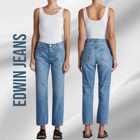 EDWIN ANTHROPOLOGIE Women’s Kali Ankle Jeans in the Size 26 inWipeout Blue Color - Picture 2 of 11